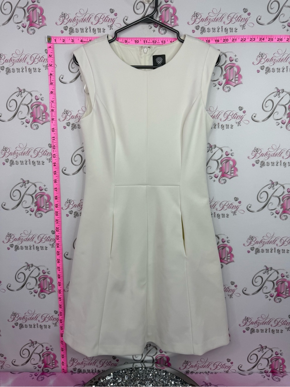 Vince Camuto Cream Sleeveless Fit-and-Flare Dress
